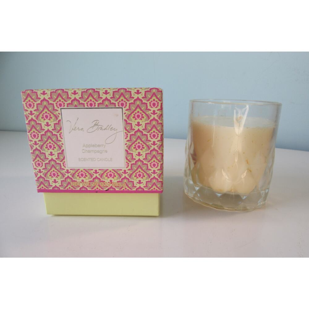 Vera Bradley Candle Appleberry Champagne Retired Scent Glass Jar NIB